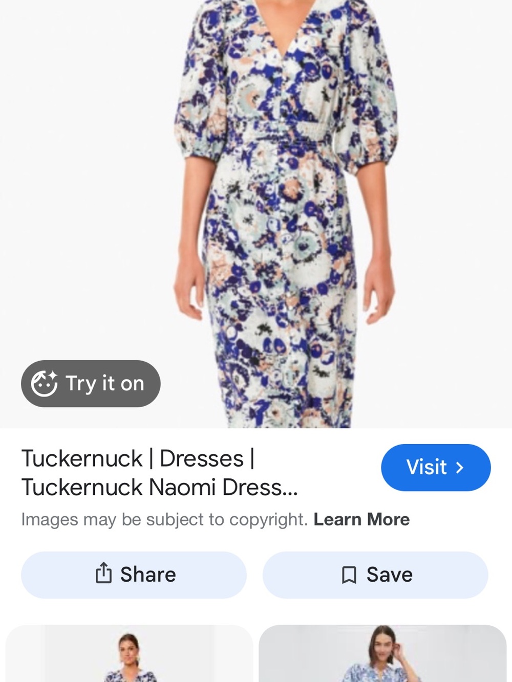 Tuckernuck Blue & Cream Floral Wrap Midi Dress